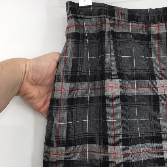Pendleton Skirt Womens 10P Gray Black Plaid Virgin Wool Midi Vintage - Picture 2 of 11